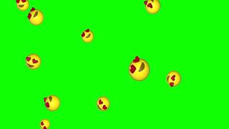 Liebe-3D-Emojis-Fallender-Grüner-Bildschirm